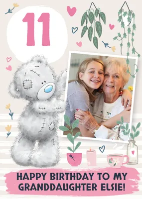Tatty Teddy Plant Themed 14th Birthday Photo Upload Card For Granddaughter