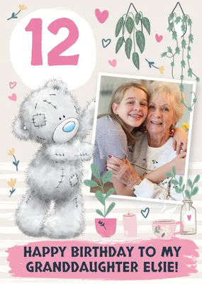Tatty Teddy Plant Themed 14th Birthday Photo Upload Card For Granddaughter