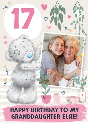 Tatty Teddy Plant Themed 14th Birthday Photo Upload Card For Granddaughter