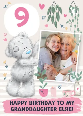 Tatty Teddy Plant Themed 14th Birthday Photo Upload Card For Granddaughter