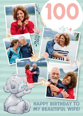 Tatty Teddy Butterfly 60th Birthday Photo Upload Card For Wife