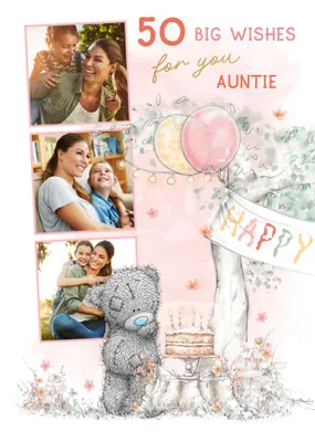 Tatty Teddy Photo Upload 40 Big Wishes Auntie Birthday Card