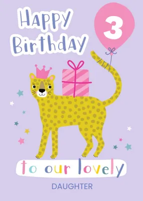 Cute Leopard Illustration Personalised Daughter Birthday Card