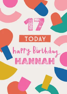 Colourful Confetti Design Personalised Name Teen Birthday Card