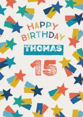 Cool Illustration With Superstar Medals Personalised Name Teen Birthday Card