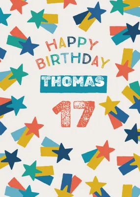 Cool Illustration With Superstar Medals Personalised Name Teen Birthday Card
