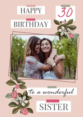 Natural History Museum Floral To A Wonderful Sister Photo Upload Birthday Card