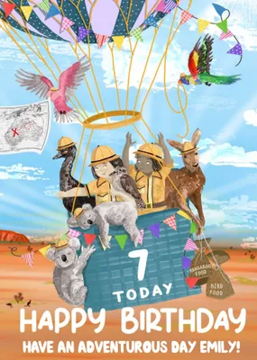 Okey Dokey Hot Air Balloon 7 Today Have An Adventurous Birthday Card