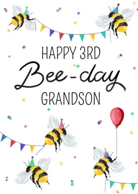 Okey Dokey Illustrated Bees Grandson 5th Birthday Card