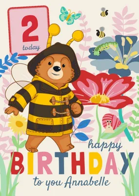 Bumblebee Paddington Personalised Age 3 Today Birthday Card