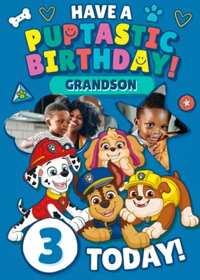 Paw Patrol Pupstatic Photo Upload Birthday Card