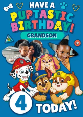 Paw Patrol Pupstatic Photo Upload Birthday Card