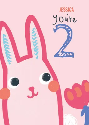 Cute illustrative Bunny Rabbit Birthday Card 