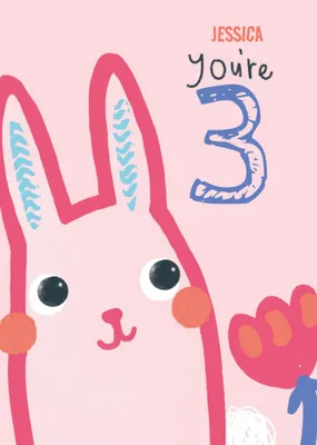 Cute illustrative Bunny Rabbit Birthday Card 
