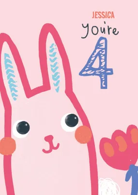 Cute illustrative Bunny Rabbit Birthday Card 