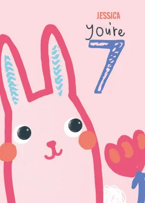 Cute illustrative Bunny Rabbit Birthday Card 