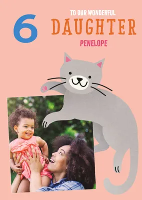 Cute photo upload illustrative Cat Birthday Card  