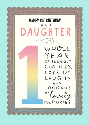 Cute typographic Daughter 1st Birthday Card  