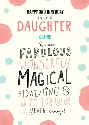 Modern typographic Daughter Birthday Card