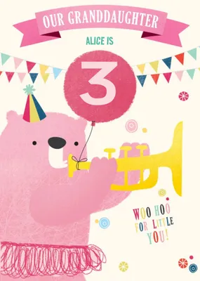 Cute illustrative typographic Granddaughter Birthday Card  