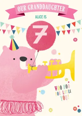 Cute illustrative typographic Granddaughter Birthday Card  
