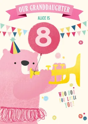 Cute illustrative typographic Granddaughter Birthday Card  