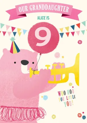 Cute illustrative typographic Granddaughter Birthday Card  