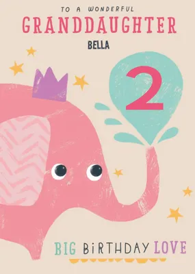Cute illustrative typographic Granddaughter Birthday Card  