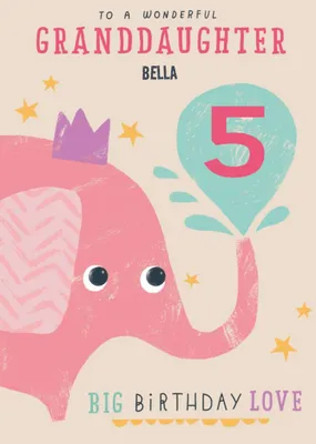 Cute illustrative typographic Granddaughter Birthday Card  