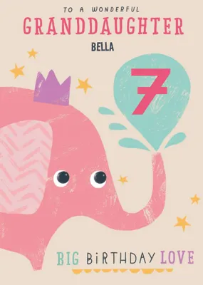 Cute illustrative typographic Granddaughter Birthday Card  