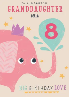 Cute illustrative typographic Granddaughter Birthday Card  