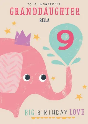 Cute illustrative typographic Granddaughter Birthday Card  