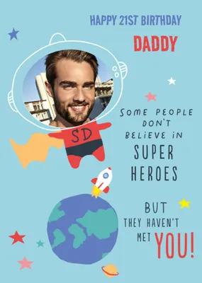 Fun Illustrated Photo Upload Daddy Birthday Card