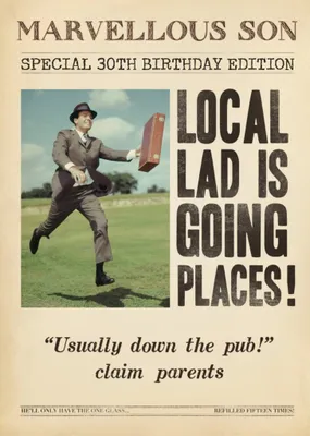 Pigment Illustrated Funny 30th Newspaper Son Birthday Card  