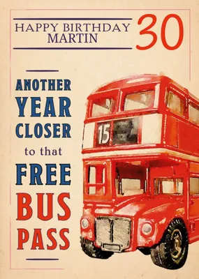 Humorous Free Bus Pass 50th Birthday Card  