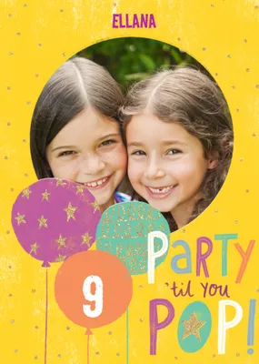 Colourful Typographic Photo Upload Birthday Card