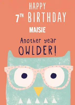 Large illustrative Another Year Owlder Birthday Card
