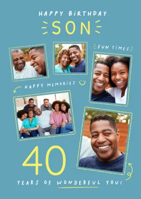 Son 40th Photo Upload Birthday Card