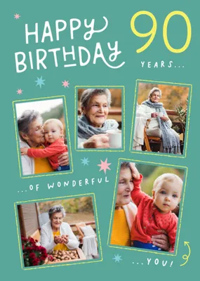 90th Photo Upload Birthday Card