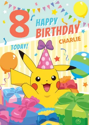 Pokemon Pikachu Fun 6 Today Birthday Card