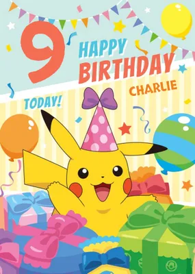 Pokemon Pikachu Fun 6 Today Birthday Card