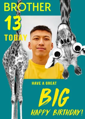 Funny Giraffe 18 Today Photo Upload Brother Birthday Card From Paperlink
