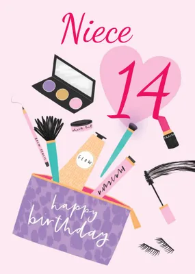 Cute Illustratrated Make Up kit Birthday Card
