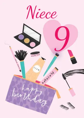 Cute Illustratrated Make Up kit Birthday Card