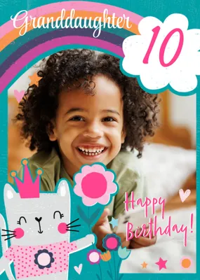 Cute Kitten princess Illustration Photo Upload Birthday Card