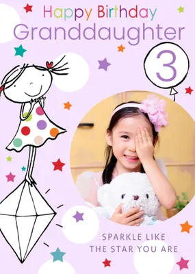 Polka Dot Sparkle Like The Star You Are Photo Upload Card