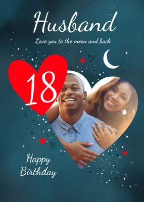 Illustrated Heart and Stars Photo Upload Adult Card