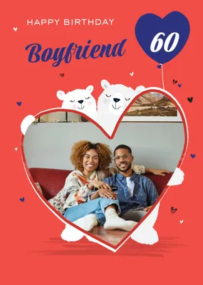 Cute Illustrated Polar Bear Photo Upload Birthday Card