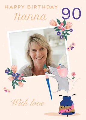 Waffle Cute Illustrated Mouse Nanna Birthday Card