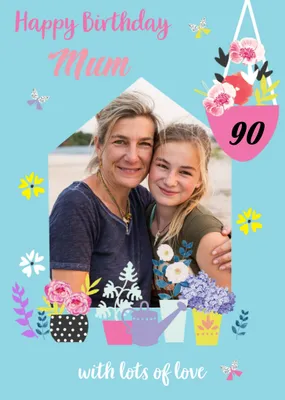 Jazzberry Jam Photo Upload Floral Mum 50th Birthday Card